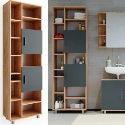 Badschrank Ilias Goldkraft Eiche 60 x 190 cm Vicco