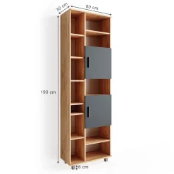 Badschrank Ilias Goldkraft Eiche 60 x 190 cm Vicco
