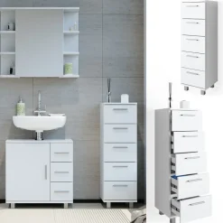 Badschrank Ilias Weiß 30 x 95 cm Vicco