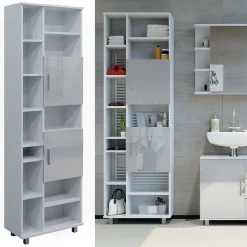 Badschrank Ilias Weiß Hochglanz 60 x 190 cm Vicco