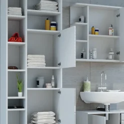 Badschrank Ilias Weiß Hochglanz 60 x 190 cm Vicco