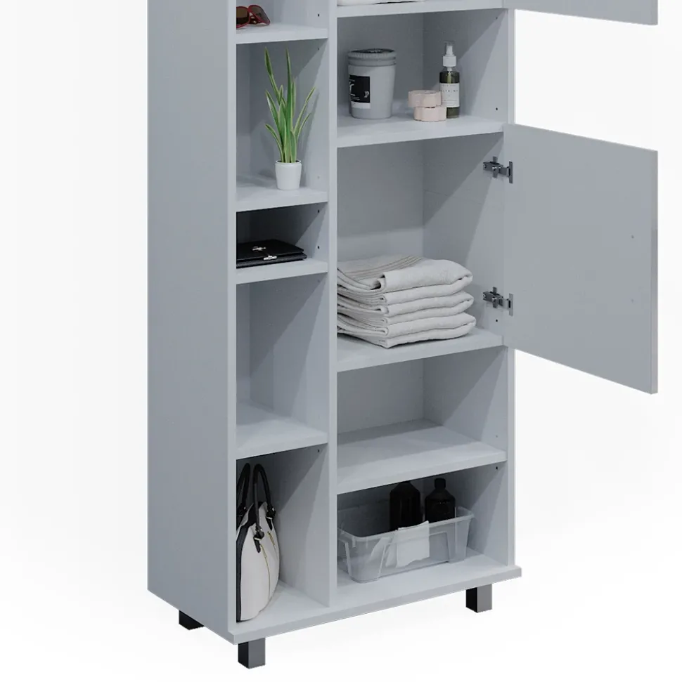 Badschrank Ilias Weiß Hochglanz 60 x 190 cm Vicco