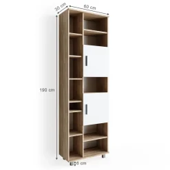 Badschrank Ilias Weiß/Sonoma 60 x 190 cm Vicco