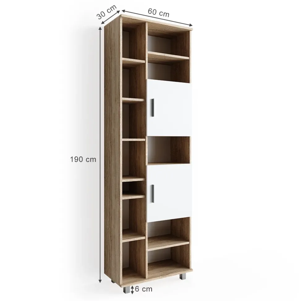 Badschrank Ilias Weiß/Sonoma 60 x 190 cm Vicco