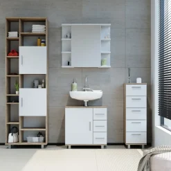 Badschrank Ilias Weiß/Sonoma 60 x 190 cm Vicco