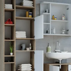 Badschrank Ilias Weiß/Sonoma 60 x 190 cm Vicco