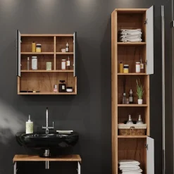 Badschrank Irma Anthrazit gepunktet 30 x 192 cm Vicco