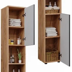 Badschrank Irma Anthrazit gepunktet 30 x 192 cm Vicco