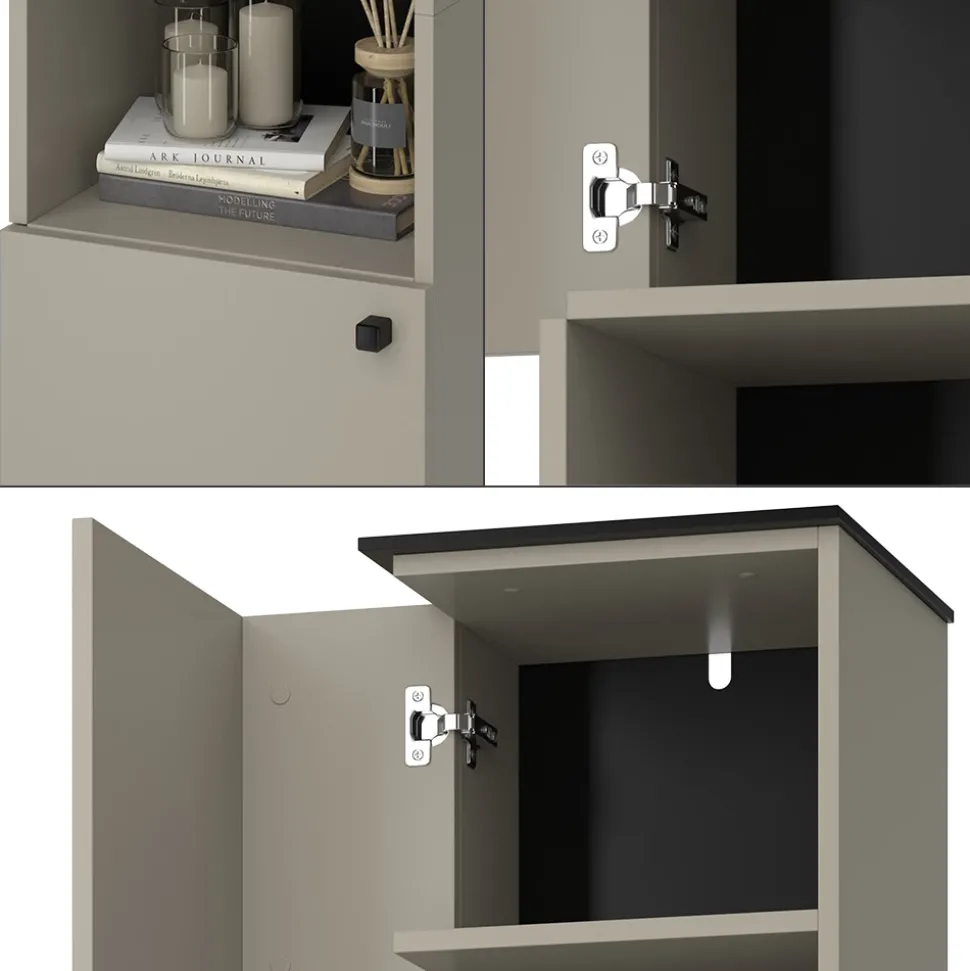 Badschrank Joli Greige 37 x 192 cm mit 2 Türen Vicco