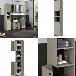 Badschrank Joli Greige 37 x 192 cm mit 2 Türen Vicco