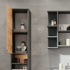 Badschrank J-Shape Grau 30 x 190 cm Vicco