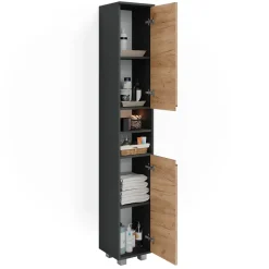 Badschrank J-Shape Grau 30 x 190 cm Vicco