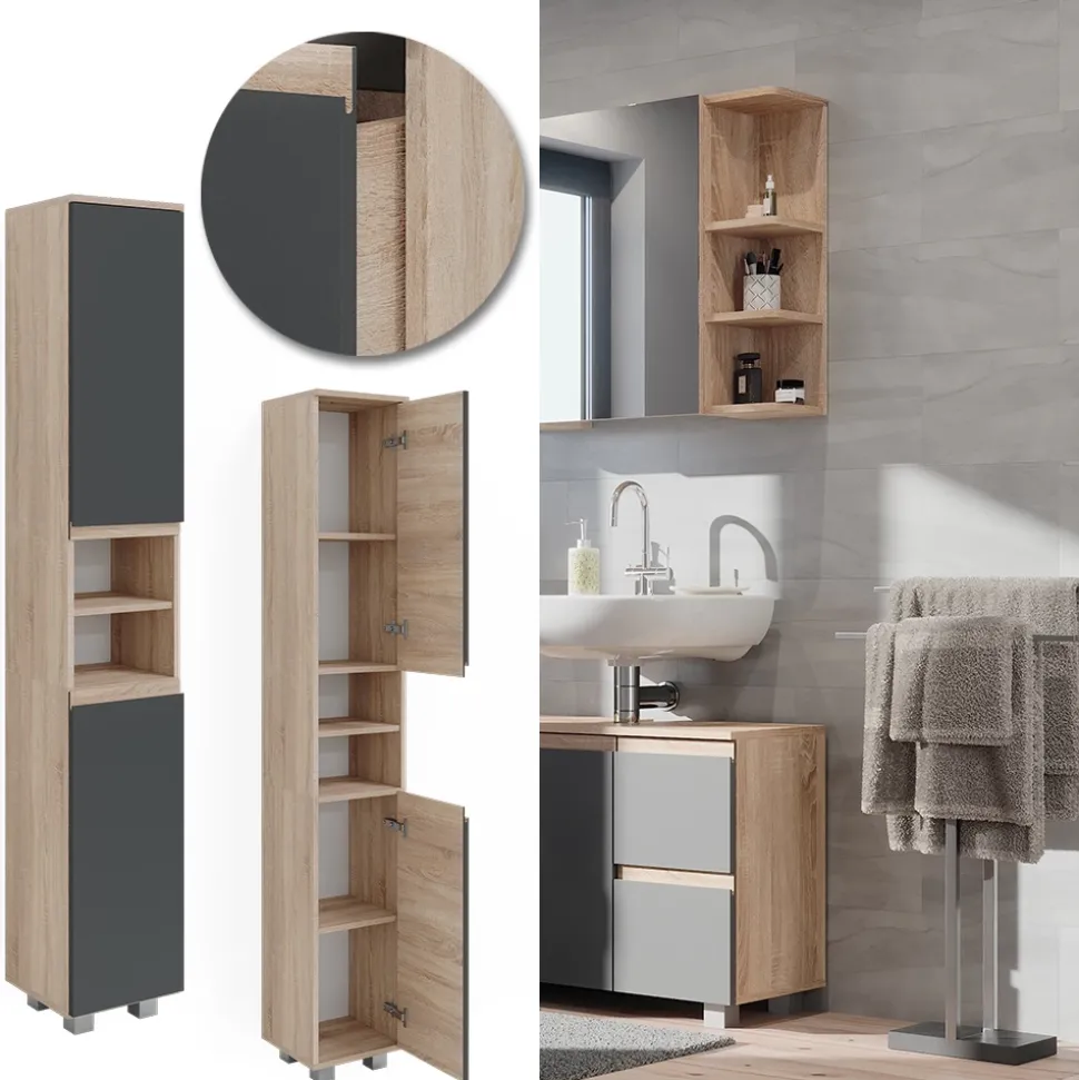 Badschrank J-Shape Sonoma 30 x 190 cm Vicco