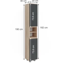 Badschrank J-Shape Sonoma 30 x 190 cm Vicco