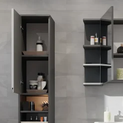 Badschrank J-Shape Weiß 30 x 190 cm Vicco