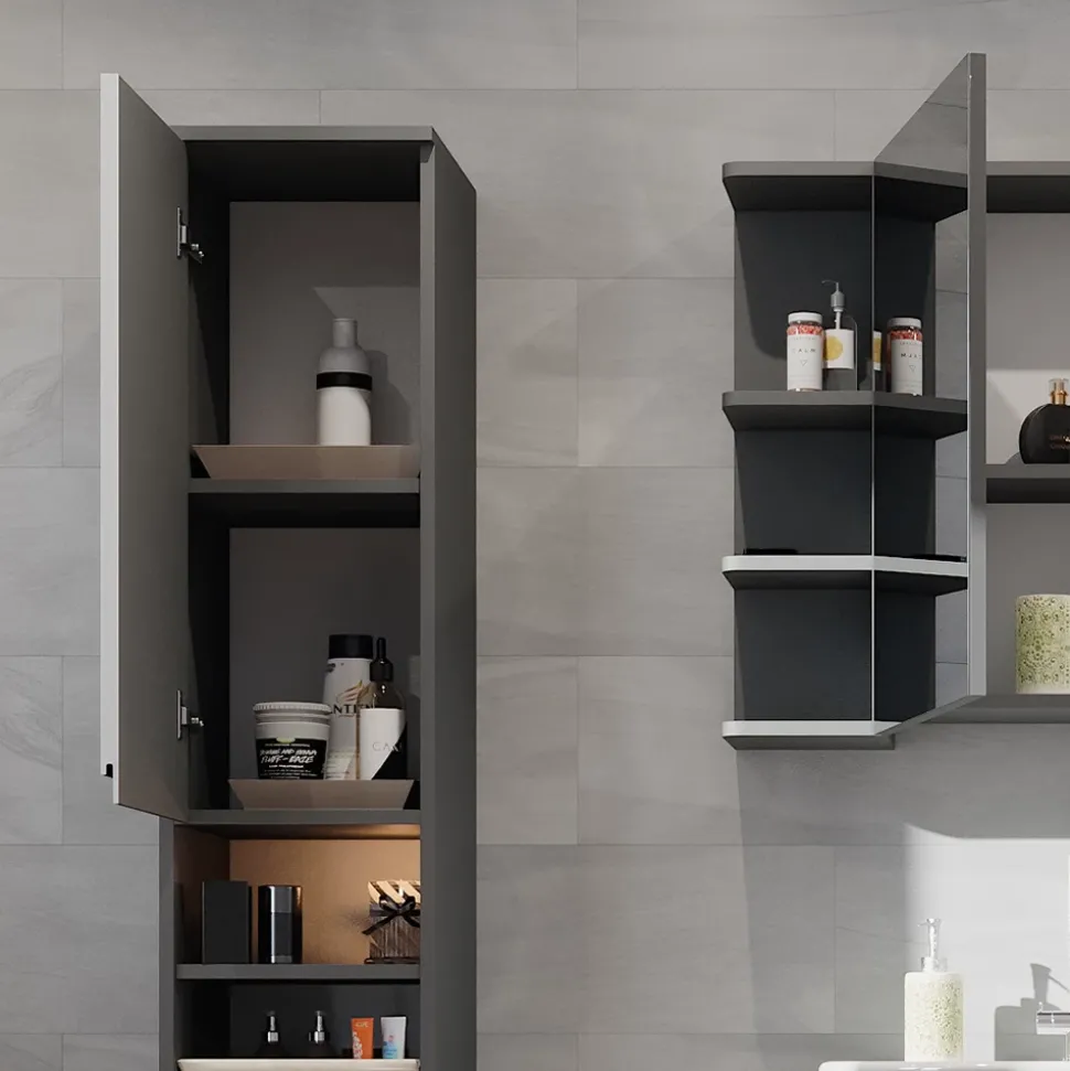 Badschrank J-Shape Weiß 30 x 190 cm Vicco