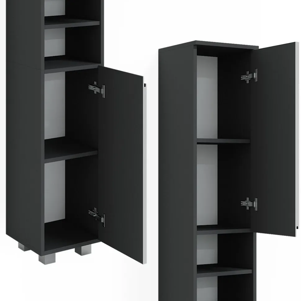 Badschrank J-Shape Weiß 30 x 190 cm Vicco