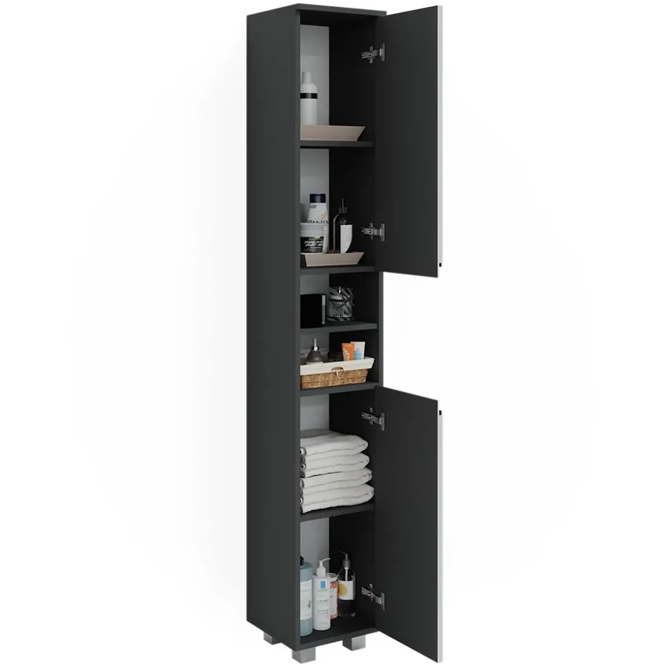 Badschrank J-Shape Weiß 30 x 190 cm Vicco