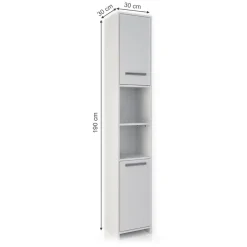 Badschrank Kiko Weiß 30 x 190 cm Vicco