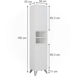Badschrank Leano Weiß 38 x 180 cm mit 2 Türen Vicco