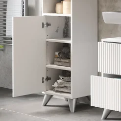 Badschrank Leano Weiß 38 x 180 cm mit 2 Türen Vicco