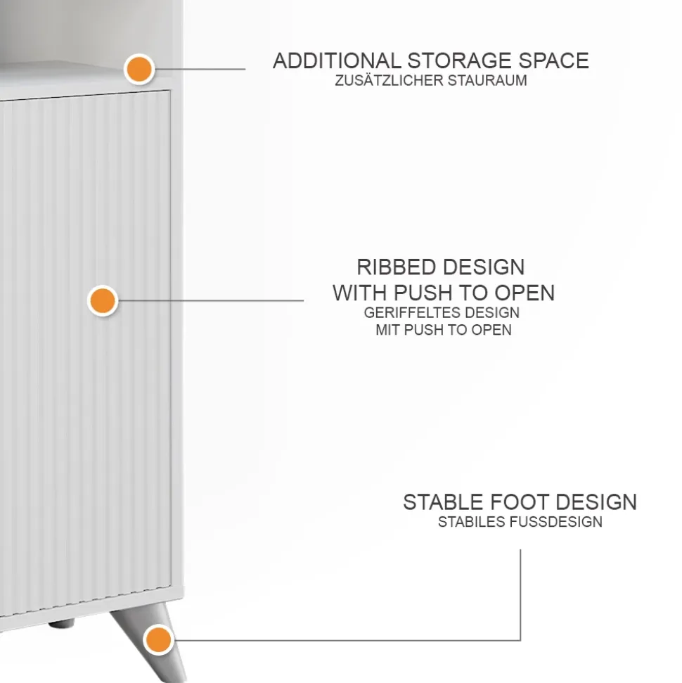 Badschrank Leano Weiß 38 x 180 cm mit 2 Türen Vicco