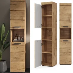 Badschrank Luna Eiche Wotan 37 x 190 cm Vicco