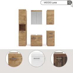 Badschrank Luna Weiß 37 x 190 cm Vicco