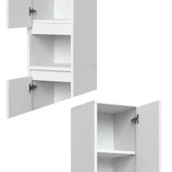 Badschrank Majest Weiß 30.2 x 191.5 cm mit Türen und offenem Fach Vicco