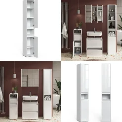 Badschrank Majest Weiß 30.2 x 191.5 cm mit Türen und offenem Fach Vicco