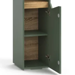 Badschrank Marelle Grün/Artisan 30 x 180 cm mit Türen und offenen Fächern Vicco