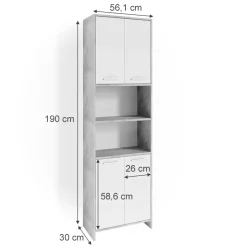 Badschrank Maris Beton 56.1 x 190 cm Vicco