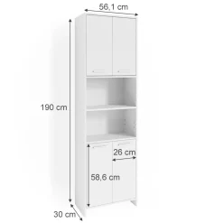 Badschrank Maris Weiß 56.1 x 190 cm Toilettenschrank Vicco