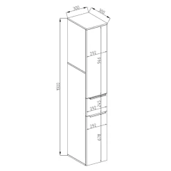Badschrank Otis Weiß Hochglanz 30 x 190 cm Vicco