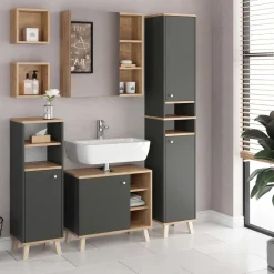 Badschrank Senyo Anthrazit 30 x 174 cm Vicco