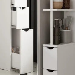 Badschrank Vera Weiß 15 x 137 cm mit 3 Schubladen Vicco