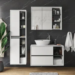 Badschrank Viola Weiß 50 x 170 cm Vicco