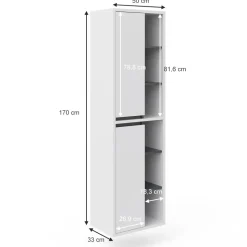 Badschrank Viola Weiß 50 x 170 cm Vicco