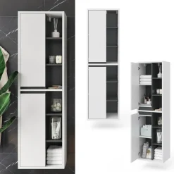 Badschrank Viola Weiß 50 x 170 cm Vicco