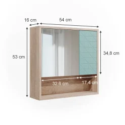 Badspiegelschrank Agasta Mintgrün 54 x 53 cm Vicco