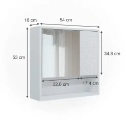 Badspiegelschrank Agasta Weiß 54 x 53 cm Vicco