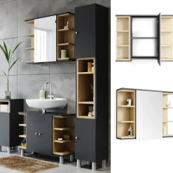 Badspiegelschrank Aquis Anthrazit 79.6 x 64 cm Vicco