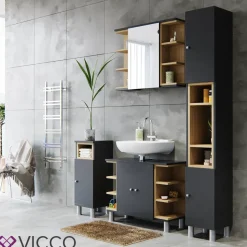 Badspiegelschrank Aquis Anthrazit 79.6 x 64 cm Vicco