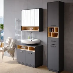 Badspiegelschrank Beatrice Anthrazit 80 x 72 cm Vicco