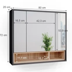 Badspiegelschrank Beatrice Anthrazit 80 x 72 cm Vicco