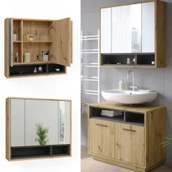 Badspiegelschrank Beatrice Artisan Eiche/Anthrazit 80 x 72 cm Vicco