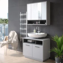 Badspiegelschrank Beatrice Grau/Anthrazit 80 x 72 cm Vicco