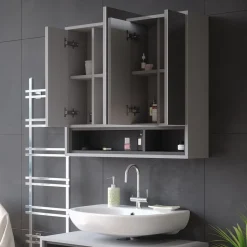 Badspiegelschrank Beatrice Grau/Anthrazit 80 x 72 cm Vicco