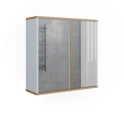 Badspiegelschrank Didi Weiß/Artisan 60 x 60 cm mit zwei Spiegeltüren Vicco