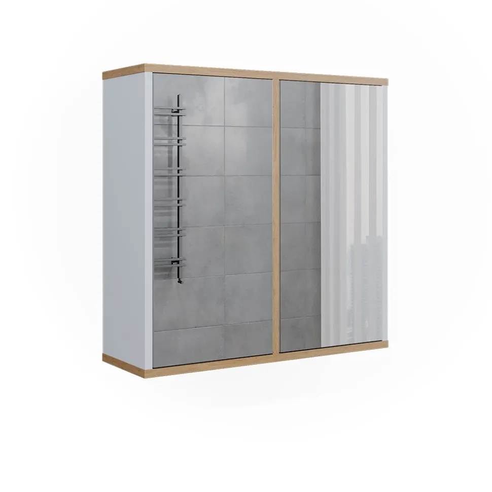 Badspiegelschrank Didi Weiß/Artisan 60 x 60 cm mit zwei Spiegeltüren Vicco